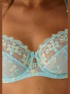 Soutien-gorge à armatures (sans garnissage) en dentelle brodée transparente