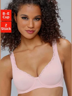 Soutien-gorge spécial t-shirt soutien-gorge basique avec bord dentelle décoratif sur les bonnets et les bretelles