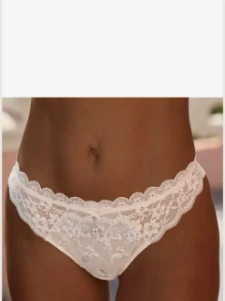 String séduisant en dentelle brodée élégante et empiècements latéraux en dentelle jacquard