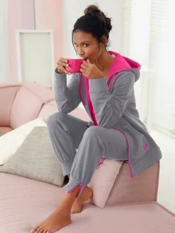 Sweat chiné détails contrastés avec capuche