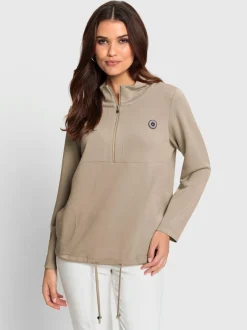 Sweatshirt cinquante pour cent modal à col montant et logo rond