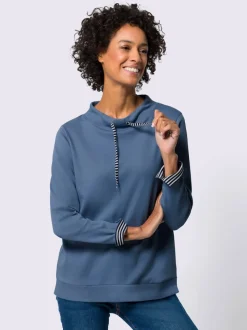 Sweatshirt col montant avec lien à nouer rayé et manches longues