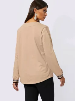 Sweatshirt à col rond et manches longues avec liens rayés