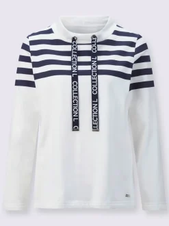 Sweatshirt coton avec rayures horizontales sur les épaules et les manches
