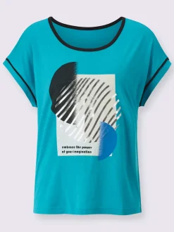 T shirt à encolure ronde avec motif imprimé et manches courtes