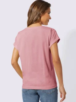 T shirt à encolure ronde et empiècement dentelle devant