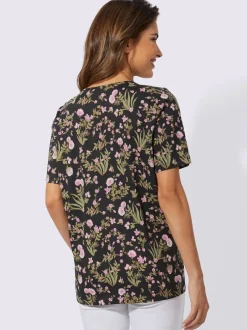 T shirt à manches courtes motif floral et coupe fluide