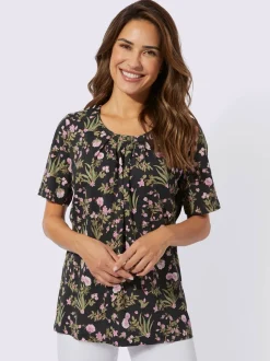 T shirt à manches courtes motif floral et coupe fluide
