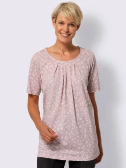 T shirt à manches courtes et col rond motif floral