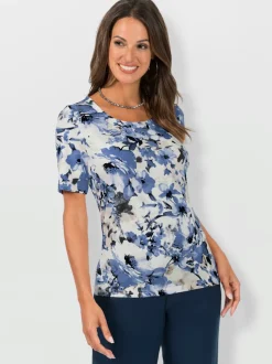 T shirt à manches courtes viscose et motif floral