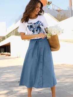 T shirt à manches courtes en coton et motif floral