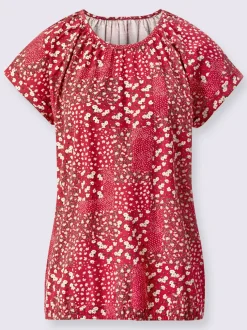T shirt à manches courtes en coton pur et imprimé floral