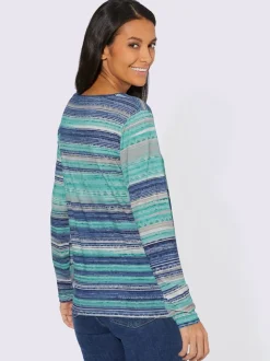 T shirt à manches longues en viscose douce et marinière