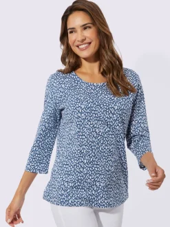 T shirt à manches trois quarts encolure ronde petits cœurs coton