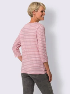 T shirt marinière à manches trois quarts en coton ultra doux