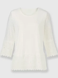 Top en dentelle avec doublure et manches 3/4
