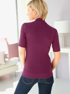 Top pour femme avec col montant et manches courtes