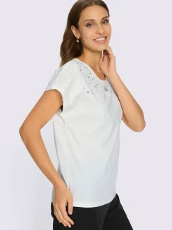 T-shirt à encolure ronde broderie florale