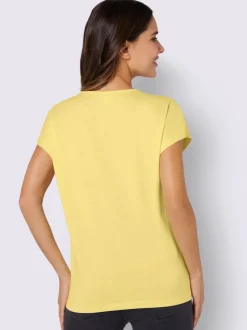 T-shirt à encolure ronde coupe décontractée aux épaules