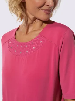 T-shirt à encolure ronde pierres brillantes fantaisie