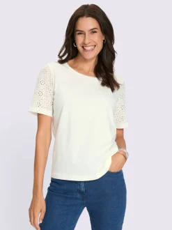 T-shirt à manches courtes dentelle de madère 100% coton