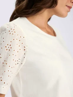 T-shirt à manches courtes dentelle de madère 100% coton