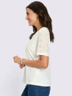 T-shirt à manches courtes dentelle de madère 100% coton