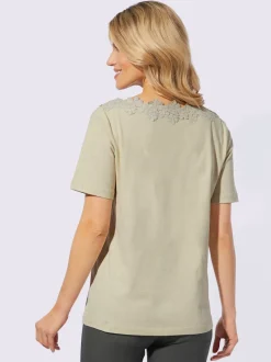 T-shirt à manches courtes jolie dentelle sur l'encolure