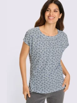T-shirt à manches courtes superbes fronces à l'encolure