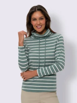 T-shirt à manches longues rayures en fils teintés