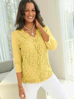 T-shirt en dentelle dentelle devant