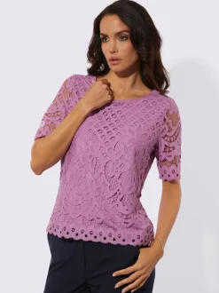 T-shirt en dentelle dentelle élastique