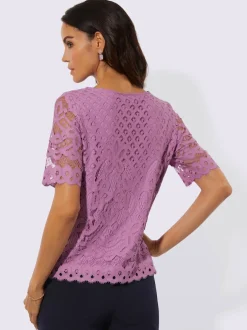T-shirt en dentelle dentelle élastique