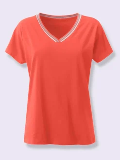 T-shirt en v qualité jersey côtelée facile à entretenir
