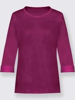 T-shirt femme confortable manches 3/4 à revers