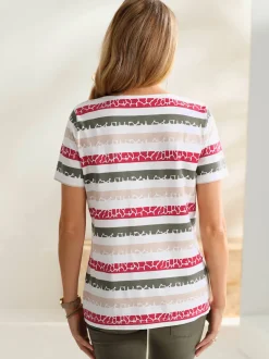 T-shirt imprimé joli motif à rayures