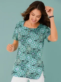 T-shirt long encolure carrée
