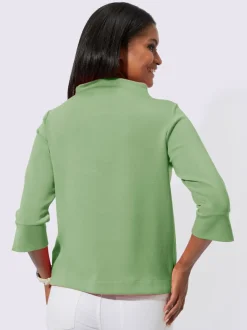 T shirt à col montant en modal et manches trois quarts