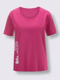 T-shirt col rond et manches courtes en coton extensible logo imprimé