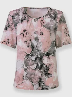 T shirt à col rond et manches courtes motif floral