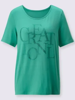 T shirt col rond manches courtes viscose ecovero et pierres brillantes