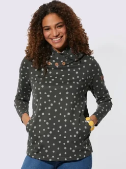 T-shirt à col roulé col tendance à boutons décoratifs