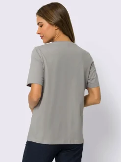T shirt de loisirs encolure ronde et manches courtes imprimé feuille