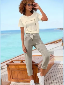 T-shirt encolure ronde avec bords côtes