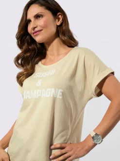T-shirt à encolure ronde coupe décontractée aux épaules