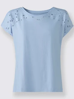 T shirt à encolure ronde et manches courtes avec œillets décoratifs