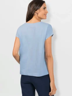 T shirt à encolure ronde et manches courtes avec œillets décoratifs