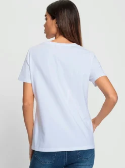 T shirt encolure ronde et manches courtes imprimé feuilles tropicales