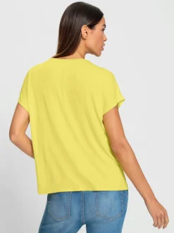 T shirt encolure ronde et manches courtes motif imprimé devant viscose