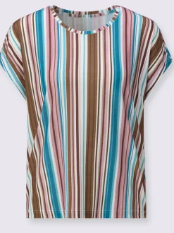 T-shirt à encolure ronde longues rayures affinantes